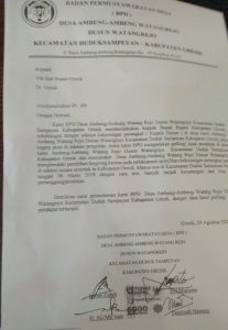 BPD Ambeng-Ambeng Duduksampeyan Surati Bupati Gresik Agar Kasun dipilih langsung