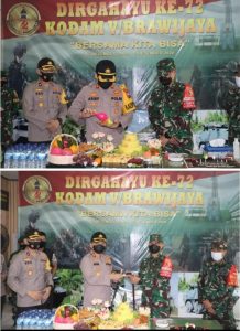 Kapolres Gresik Berikan Surprise Kue dan Tumpeng Kepada Dandim 0817/Gresik Sebagai Wujud Sinergitas