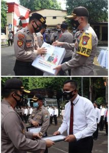Kapolres Gresik Berikan Reward Kepada 25 Anggota Berprestasi dan Ulang Tahun Bulan Desember