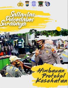 Satlantas Polrestabes Surabaya Terus Berikan Himbauan Prokes Kepada Masyarakat