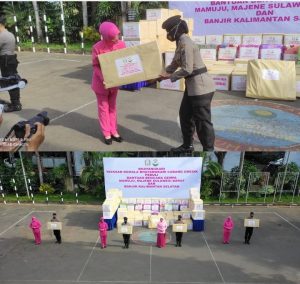 Polres Gresik || Yayasan Kemala Bhayangkari Cabang Gresik Kirim Bantuan Korban Gempa Mamuju, Majene Sulbar dan Banjir Kalsel