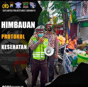 Satlantas Polrestabes Surabaya Pro Aktif Berikan Himbauan Prokes, Tekan Penyebaran Covid-19