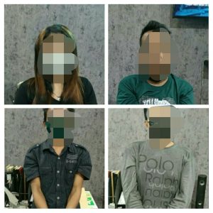 Lagi Asik Pesta, Empat Pengguna Sabu Digiring Unit Reskrim Polsek Asemrowo