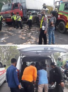 Truk Wingbox Diseruduk Kereta Api di Perlintasan Klagen