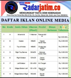 TARIF IKLAN MEDIA ONLINE RADARJATIM.CO