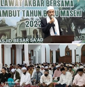 Takmir Masjid Sa’adatuddarain Gelar Sholawat Akbar dan Doa Bersama di Malam Tahun Baru 2022