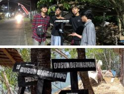 KKN Mahasiswa UMG di Desa Sungaiteluk Membuat Petunjuk Arah