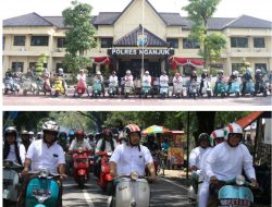 Semarakkan Anjuk Ladang Scooter Fest, Kabaharkam Polri Riding Bareng Vespa Mania Keliling Nganjuk