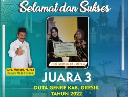 Siswa MAN 1 Gresik Kembali Berprestasi, Dini Gustika Raih Juara 3 Duta Genre Kabupaten Gresik 2022