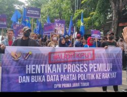 Partai Rakyat Adil Makmur (PRIMA) Jawa Timur Tuntut KPU Hentikan Proses Pemilu