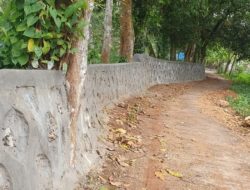 Lemah Pengawasan, Proyek TPT Pokmas Dana Hibah ABPD Jatim TA-2022 di Desa Temoran Diduga Asal Dibangun