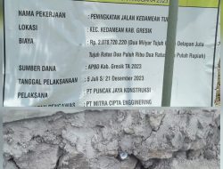 PT. Puncak Jaya Konstruksi Disinyalir Garap Peningkatan Jalan Kedamean Tulung Asal Jadi