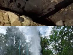 Fenomena Air Menyembur Dari Sumur Bor di Desa Pandan Akhirnya Surut