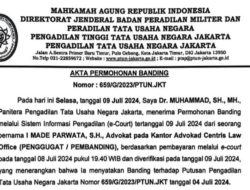 AKTA PERMOHONAN BANDING DI MAHKAMAH AGUNG RI PB PGRI PIMPINAN DR H.TEGUH SUMARNO. MM. DITERIMA DAN DIKABULKAN