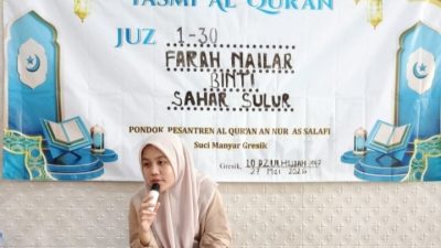 Barakallah, Farah Naila Rahmatika Sukses Tasmi’ Al-Qur’an 30 Juz di Ponpes An-Nur Assalafi Gresik