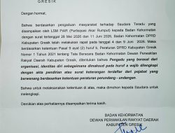 Surat BK DPRD Gresik Terkesan Abal-abal Tanpa Stempel, Disorot LSM PiAR