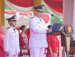 Upacara HUT RI ke-81 kab Madiun di pimpin Bupati Madiun di alun-alun Reksogati Caruban