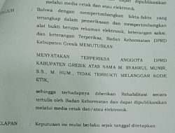 Putusan BK Dinilai Sepihak atas Aduan Pelanggaran Etik Ketua DPRD Gresik, Bukti Pengaruh Tekanan Politik